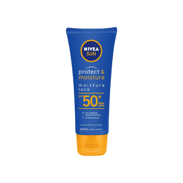 NIVEA SUN Protect & Moisture Sunscreen Lotion 100ml SPF 50+ Face Protection & Hydration