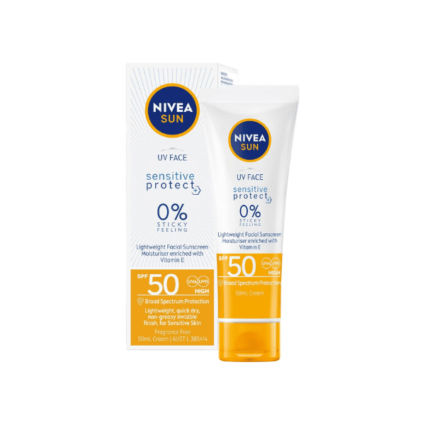 NIVEA SUN Sensitive Protect Face Sunscreen SPF 50 50ml UV Protection for Sensitive Skin