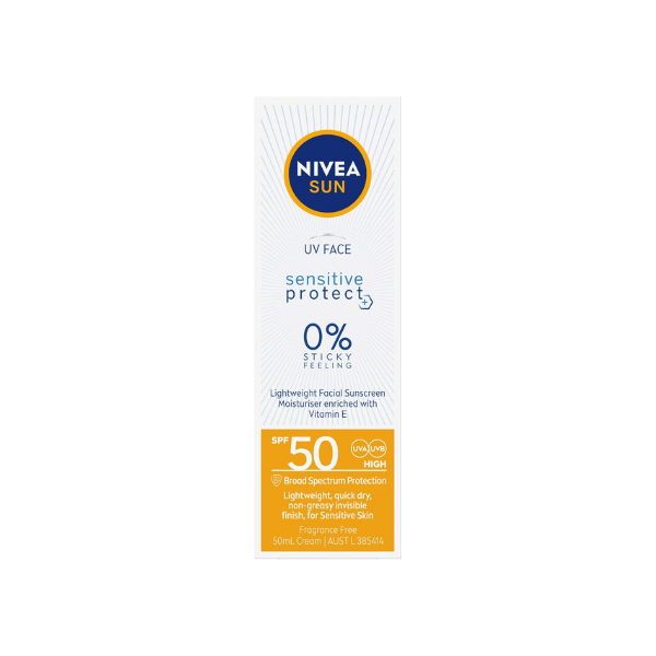 NIVEA SUN Sensitive Protect Face Sunscreen SPF 50 50ml UV Protection for Sensitive Skin