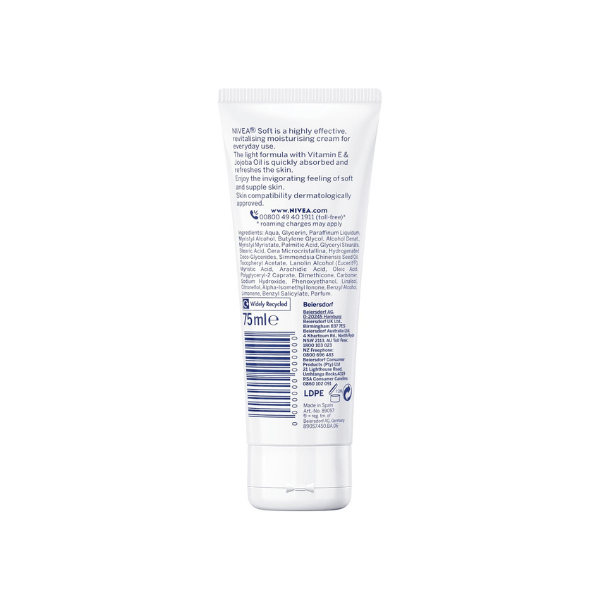 NIVEA Soft Moisturising Cream 75ml Hydrating & Softening Face Cream for All Skin Types