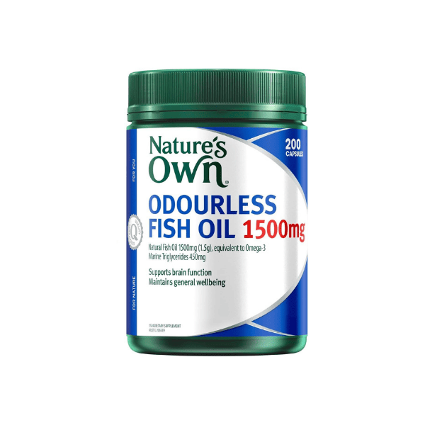 Nature's Own Odourless Fish Oil 1500mg Supports Cardiovascular Health & Brain Function