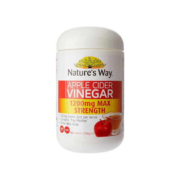 Nature’s Way Apple Cider Vinegar 1200mg Max Strength Formula 90 Tablets for Digestive Health