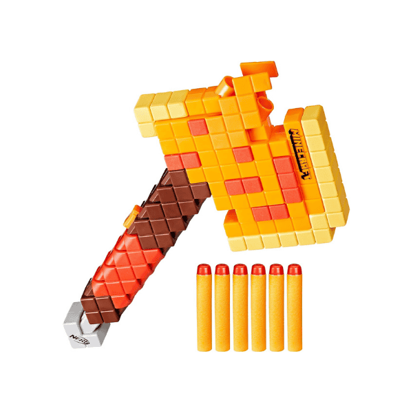 Nerf Minecraft Firebrand Dart Axe with 6 Elite Darts Game Inspired Design!