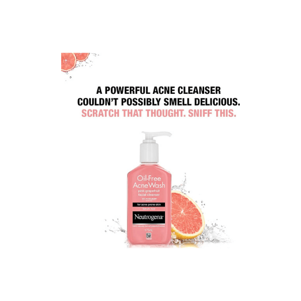 Neutrogena Oil-Free Acne Wash Pink Grapefruit 175ml Clears Blackheads & Breakouts with Salicylic Acid