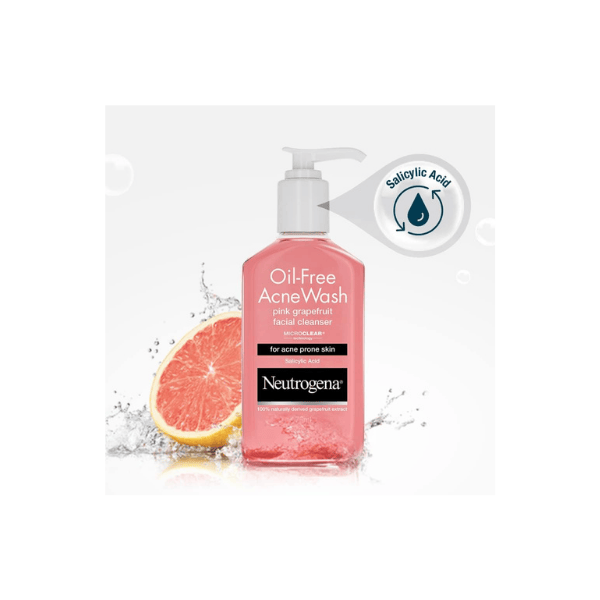 Neutrogena Oil-Free Acne Wash Pink Grapefruit 175ml Clears Blackheads & Breakouts with Salicylic Acid