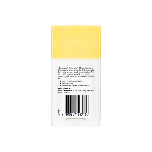 Neutrogena Sheer Zinc Mineral Sunscreen Stick SPF 50 42g  Effortless Hands-Free Sun Protection