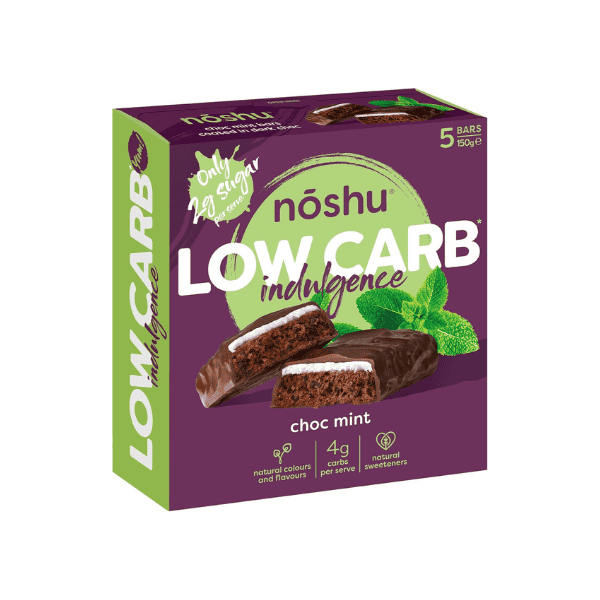 Noshu Low Carb Choc Mint Indulgence Bars 5 Pack 150g Keto-Friendly & Guilt-Free