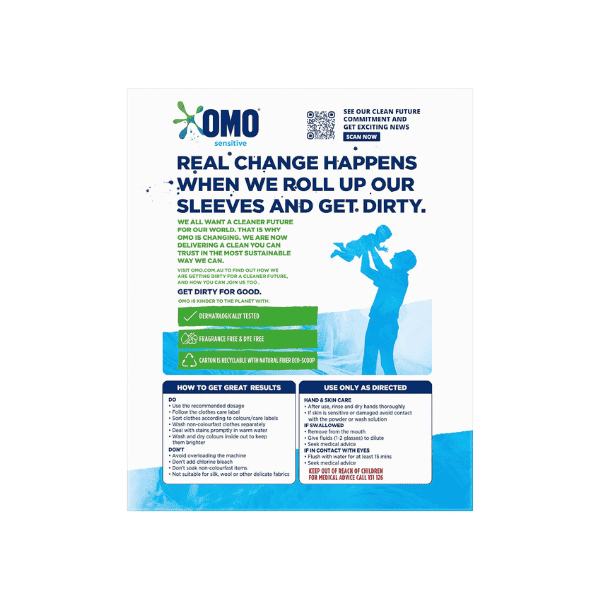 OMO Laundry Detergent Powder 2kg Versatile Cleaning Power for All Machines