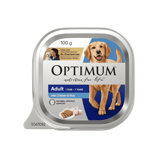 OPTIMUM Chicken & Rice Adult Dog Food 12 Trays + 12 Cans Perfect for Medium Breed Dogs