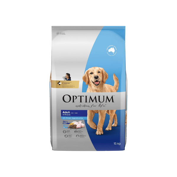 Optimum Adult Chicken with Rice & Vegetables Dry Dog Food 15kg Delicious & Nutritious