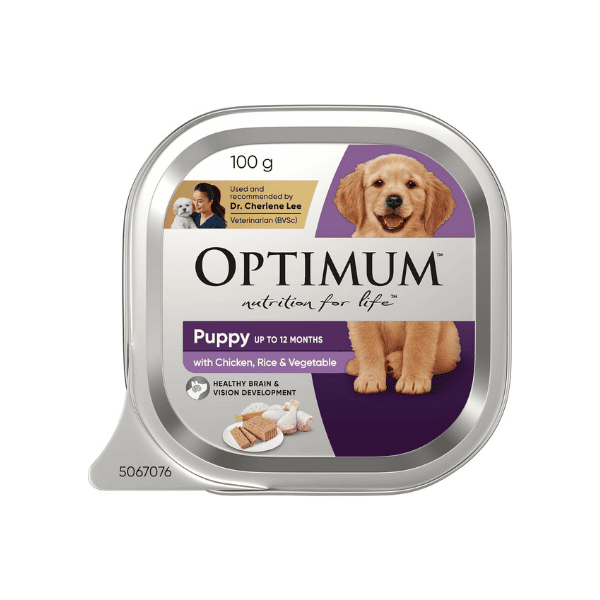 Optimum Chicken and Rice Wet Puppy Food 12 Cans Medium Breed Formula