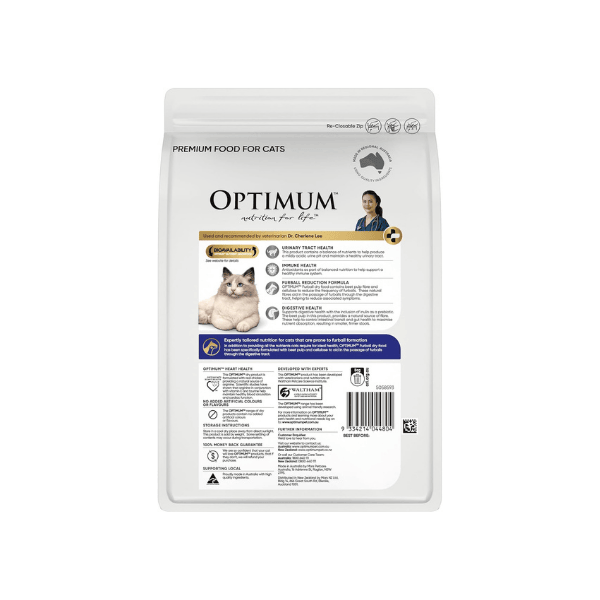 Optimum Furball Chicken Flavour Cat Food 800g Supports Hairball Management