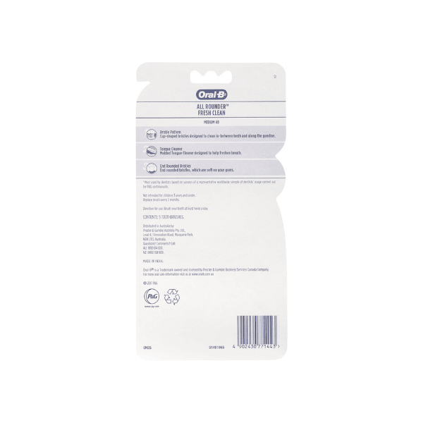 Oral-B All Rounder Medium Fresh Clean Toothbrush 5Pack