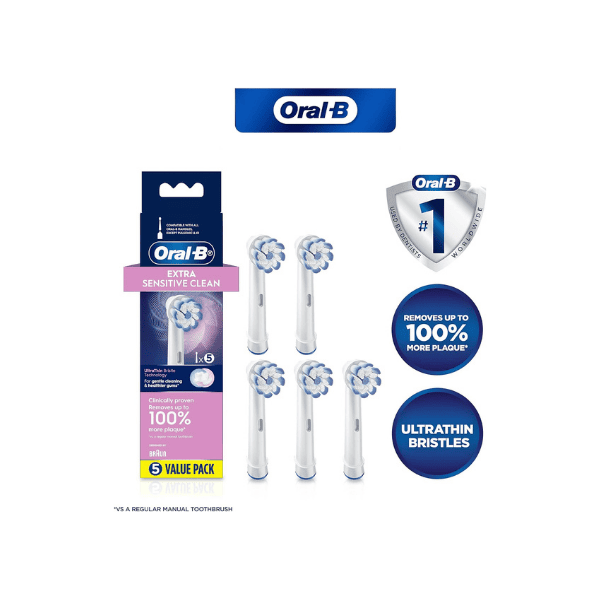 Oral-B 5Piece Set of Extra Sensitive Clean Replacement Brush Heads