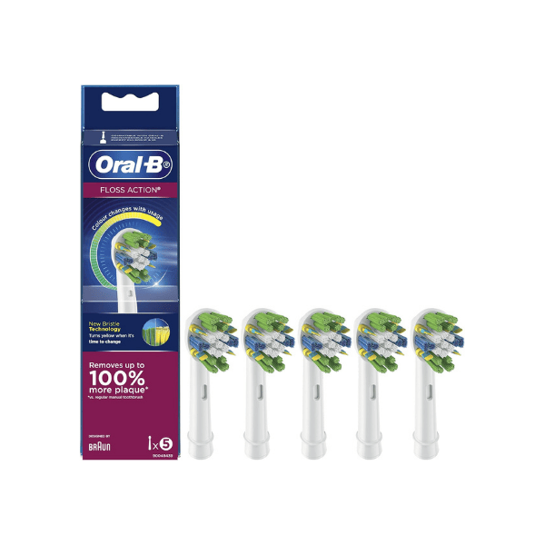 Oral-B Floss Action Replacement Brush Heads for Electric Toothbrushes Pack of 5