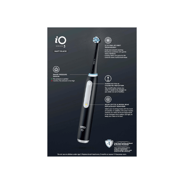 Black Oral-B iO Series 3 Rechargeable Electric Toothbrush