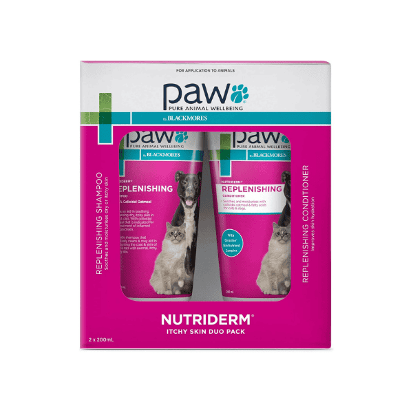 PAW NutriDerm Itchy Skin Duo Pack 2x200ml for Dogs & Cats Moisturizes and Relieves Dry Skin