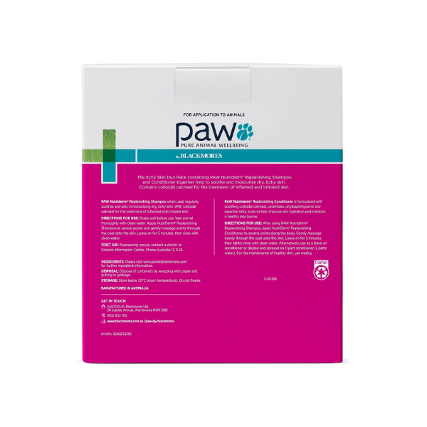 PAW NutriDerm Itchy Skin Duo Pack 2x200ml for Dogs & Cats Moisturizes and Relieves Dry Skin