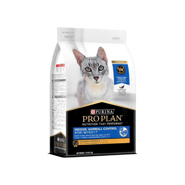 PRO PLAN Indoor Hairball Control Adult Dry Cat Food Chicken 3kg for Healthy Cats