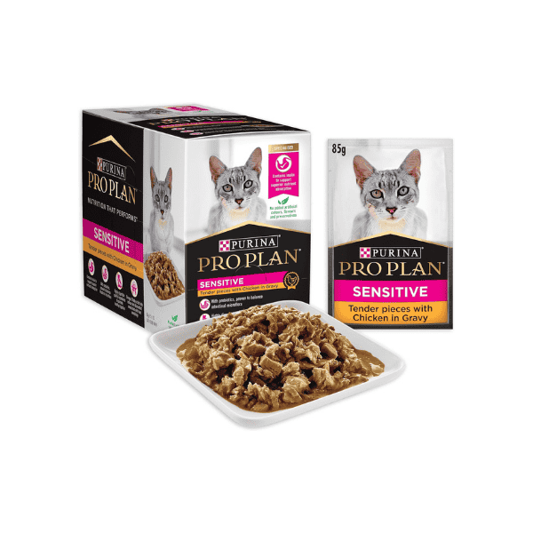 PRO PLAN Adult Wet Cat Food Sensitive Chicken 12x85g Ideal for Sensitive Cats