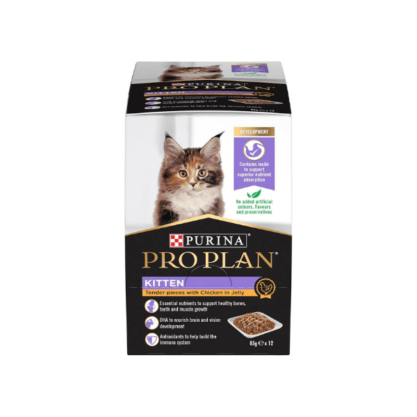 PRO PLAN Chicken in Jelly Kitten Wet Cat Food 12x85g for Optimal Development