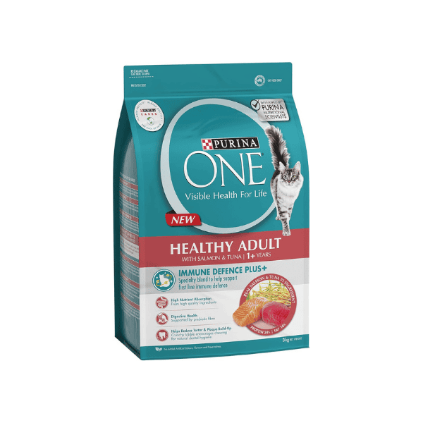 PURINA ONE Immune Defence Plus+ Dry Cat Food 3kg Salmon & Tuna for Adult Cats