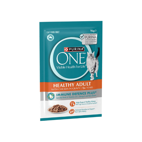 PURINA ONE Succulent Chicken in Gravy Wet Food for Adult Cats 12 Pouches 70g