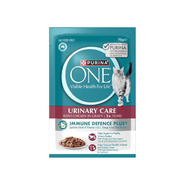 PURINA ONE Urinary Care Wet Cat Food Chicken in Gravy 12x70g Supports Bladder and Urinary Health