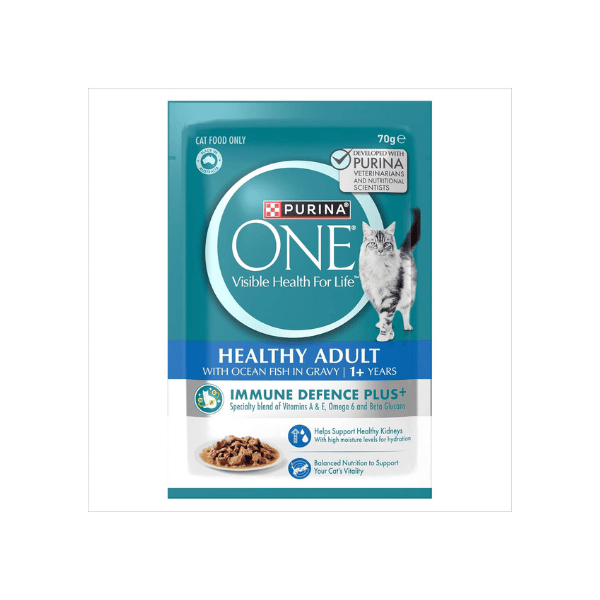 PURINA ONE Adult Wet Cat Food Oceanfish in Gravy 12 Pouches 70g each