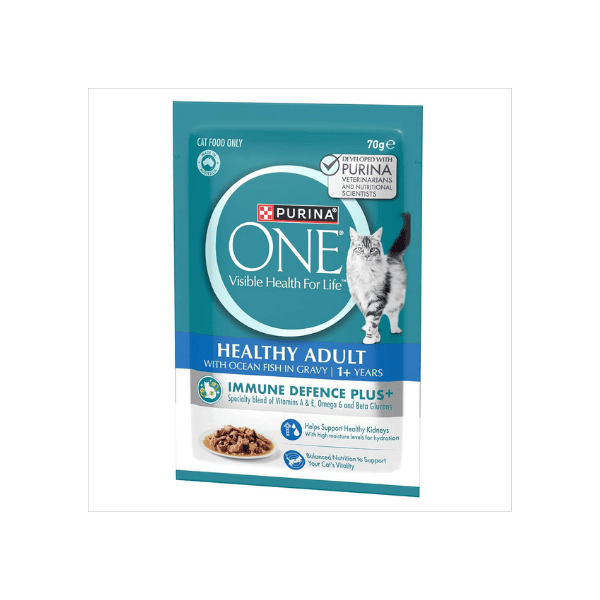 PURINA ONE Adult Wet Cat Food Oceanfish in Gravy 12 Pouches 70g each