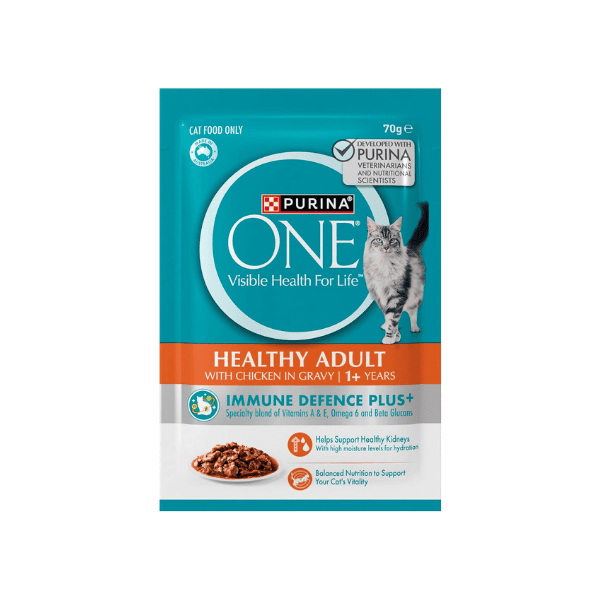 PURINA ONE Succulent Chicken in Gravy Wet Food for Adult Cats 12 Pouches 70g