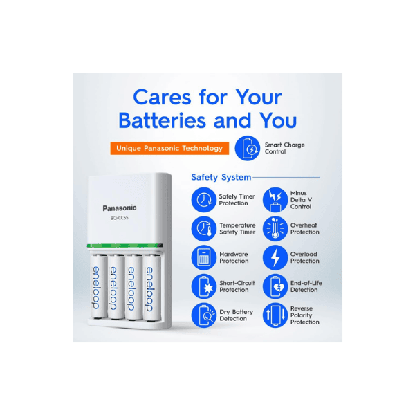 Panasonic Eneloop Quick Battery Charger for AA and AAA with 4 AA Eneloop Pro Batteries