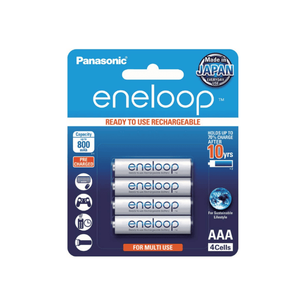 Panasonic Eneloop AAA Pre-Charged Rechargeable Batteries white pack of 4