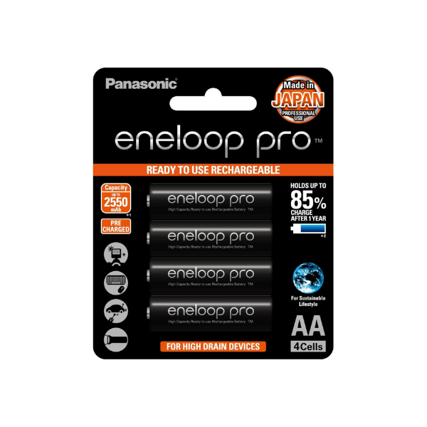 Panasonic Eneloop Pro AA Pre-Charged Rechargeable Batteries 4-Pack