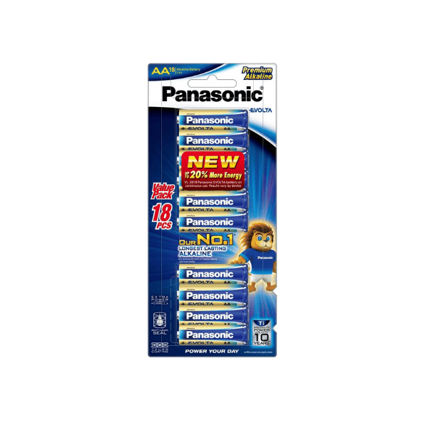 Panasonic Evolta AA Premium Alkaline Batteries Pack of 18