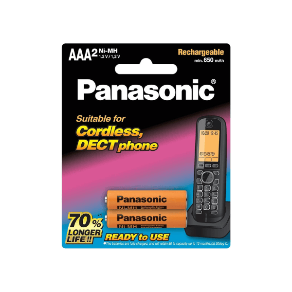 Panasonic Rechargeable AAA Batteries for DECT Phones pack of 2