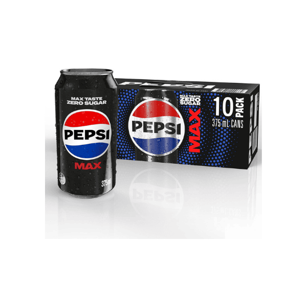 Pepsi Max Zero Sugar Soft Drink Can Multipack (10 x 375 mL)