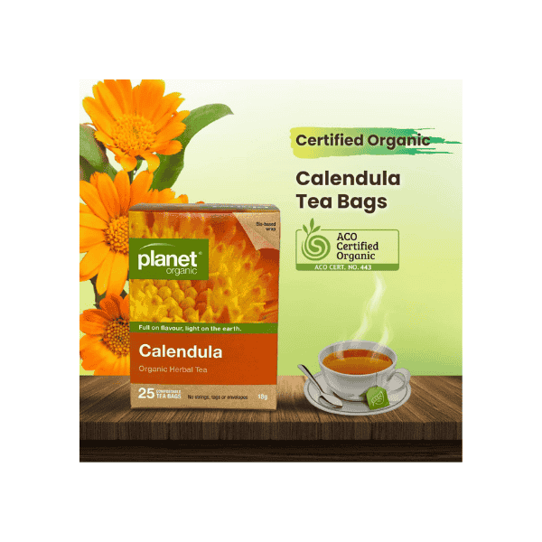 Planet Organic Calendula Tea 25 Tea Bags of Organic Skin-Caring Herbal Tea