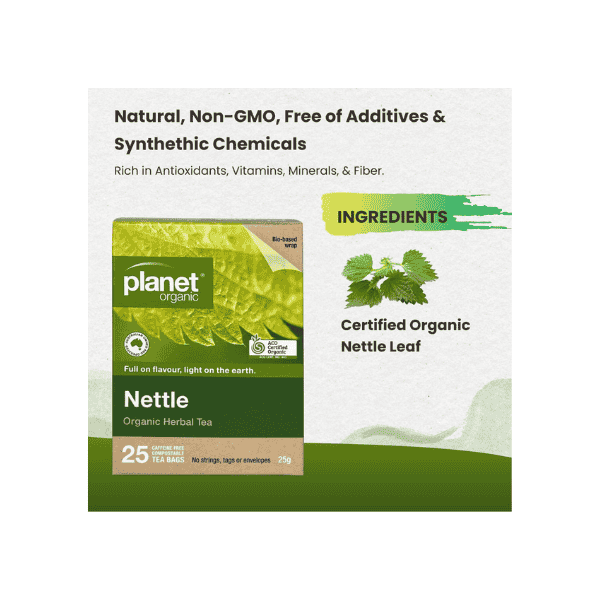 Planet Organic Nettle Tea 25 Tea Bags to Support Detox and Overall Well-Being