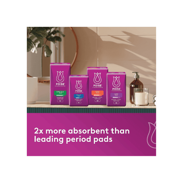 Poise Regular Absorbency Ultrathin Pads 14 Pack for Comfort and Leak-Free Confidence