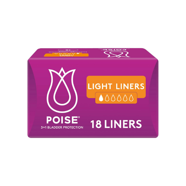 Poise Liners for Bladder Leaks Light Absorbency 18 Count for Comfort and Freshness