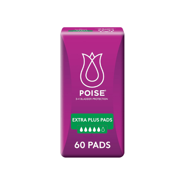 Poise Extra Plus Bladder Pads 60 Count 6 x 10 Pack for Maximum Comfort & Leak Protection