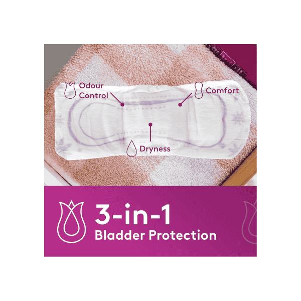 Poise Overnight Bladder Pads 16 Count for Leak Protection and Comfort Through the Night