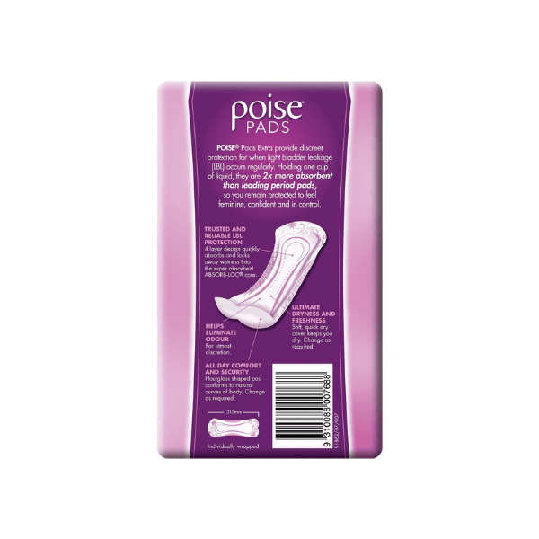 Poise Extra Absorbent Pads for Bladder Leaks 12 Count for All-Day Protection