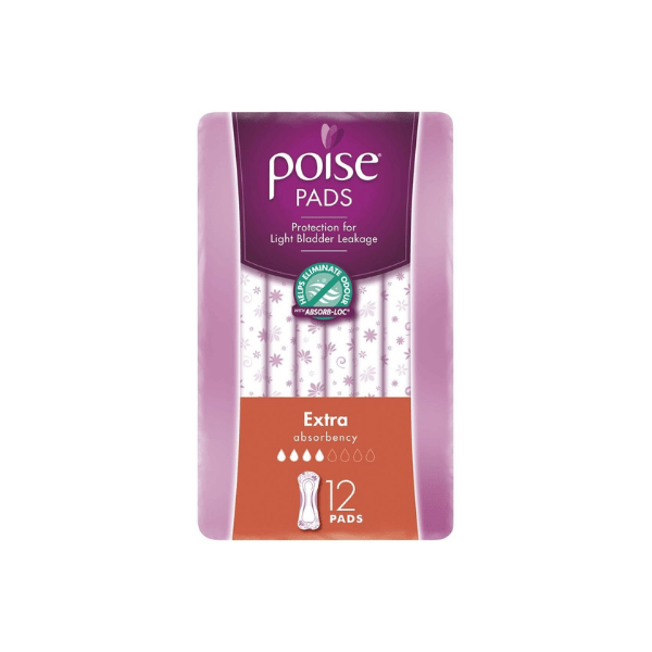 Poise Extra Absorbent Pads for Bladder Leaks 12 Count for All-Day Protection