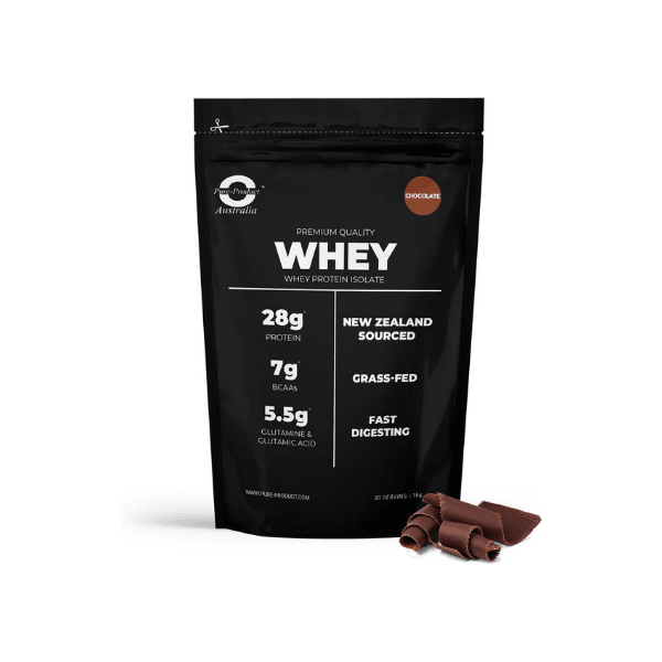 Pure Product Australia Whey Protein Isolate Chocolate 1kg for Muscle Support & Recovery