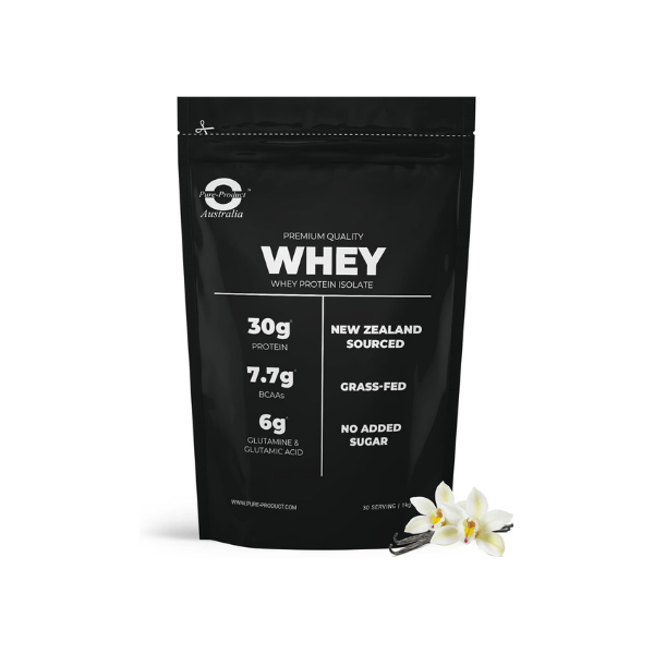 Pure Product Australia Whey Protein Isolate Vanilla 1kg Supports Muscle Repair & Growth