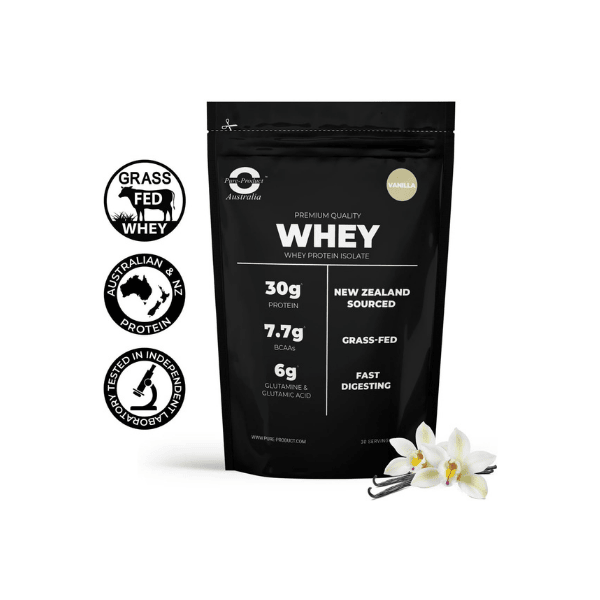 Pure Product Australia Whey Protein Isolate Vanilla 1kg Supports Muscle Repair & Growth