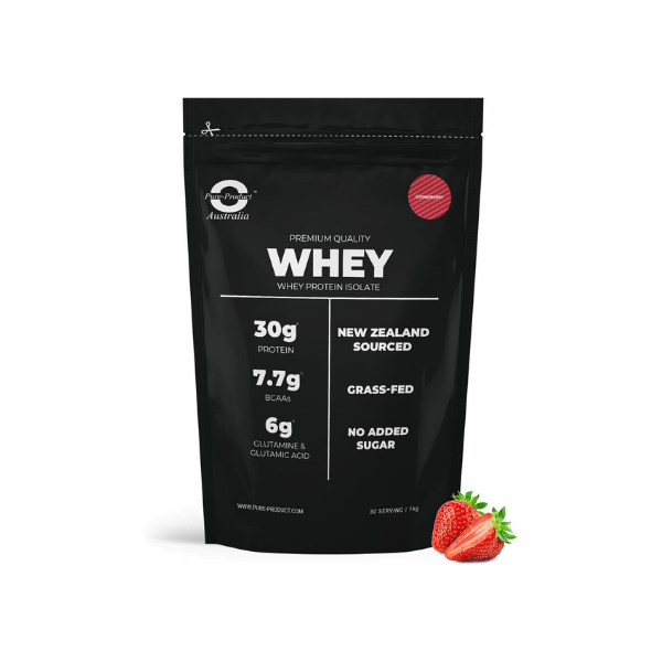 Pure Product Australia Whey Protein Isolate Strawberry 1kg for Protein-Packed Recovery