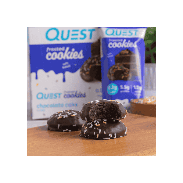 Quest Nutrition Frosted Chocolate Cake Cookies 8 Packs of 2 Cookies Each